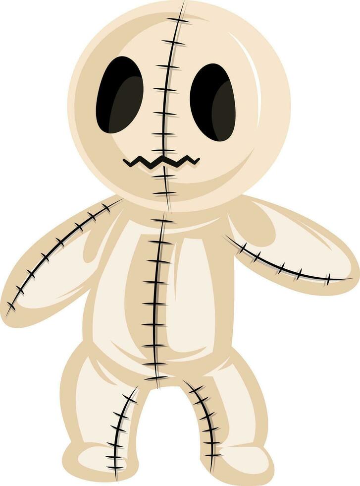 Vector illustration of cute halloween rag doll on white background.