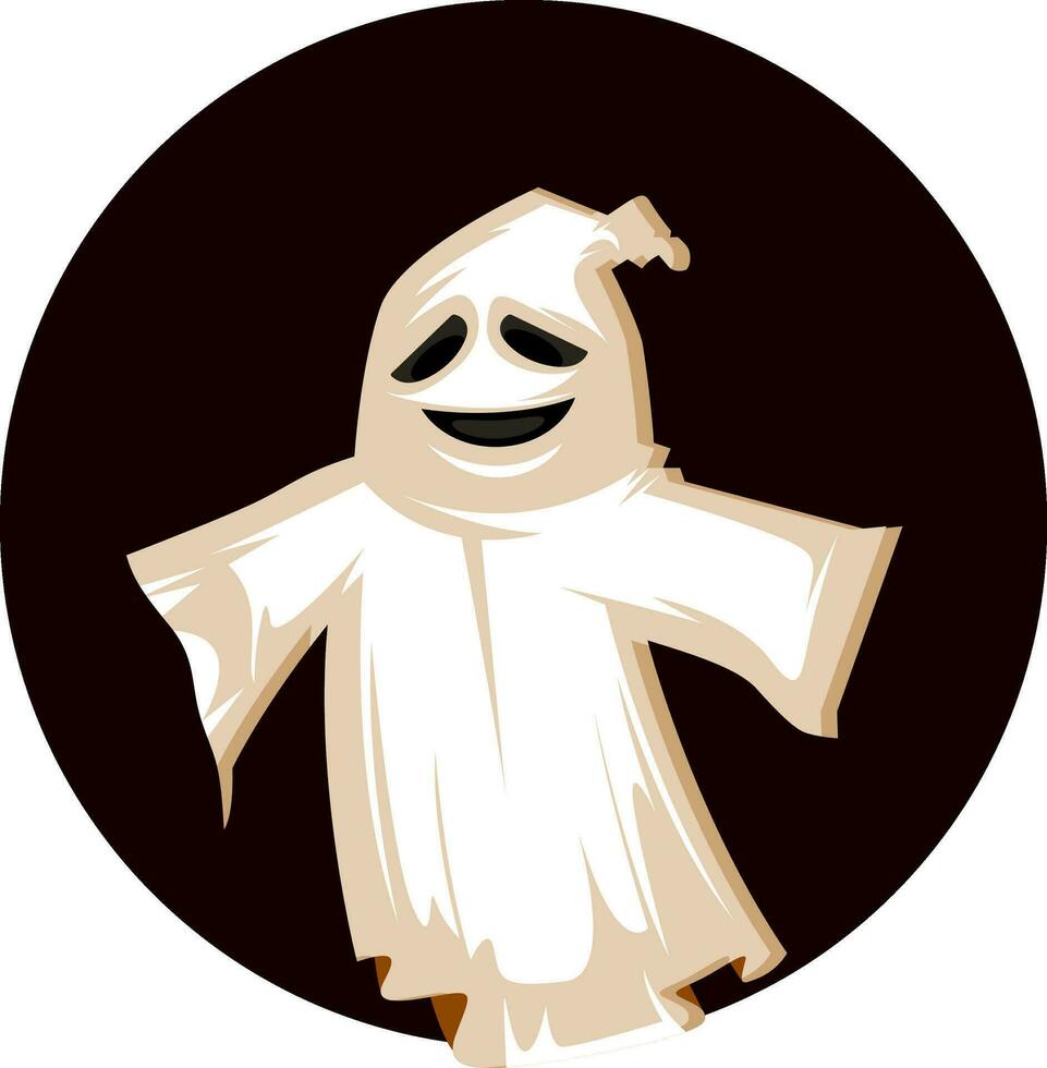 Glowing Happy halloween ghost vector illustration on white background.