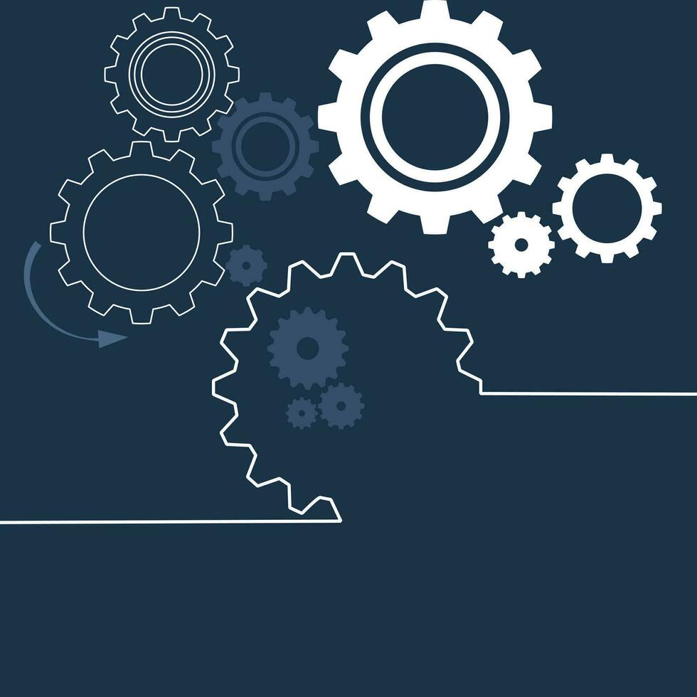 gears wheel with on the blue background. Infographic vector template. Vector illustration