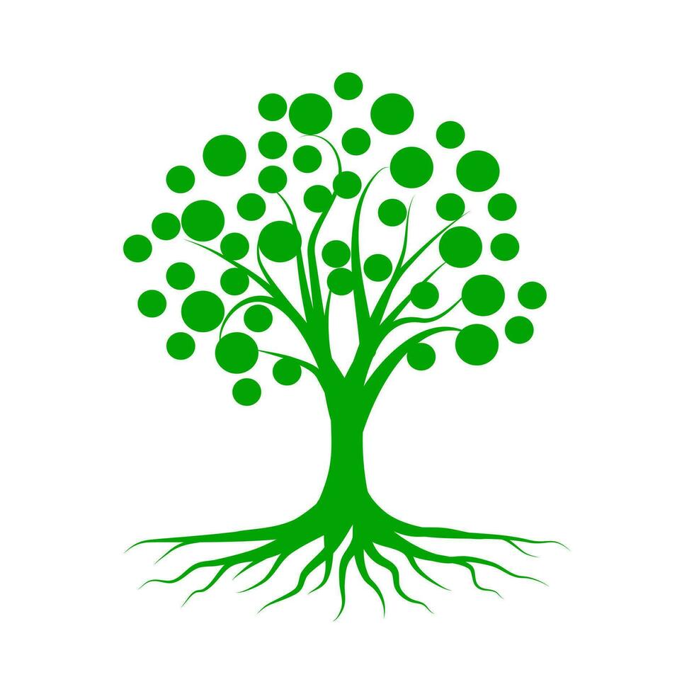 Green tree silhouette isolated on white background.vector illustration eps vector