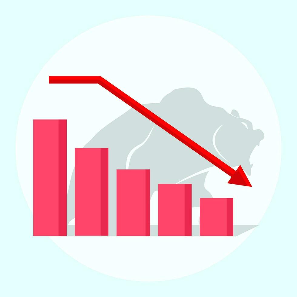 Downward trend graph and bear market. stock market down trend. Vector illustration