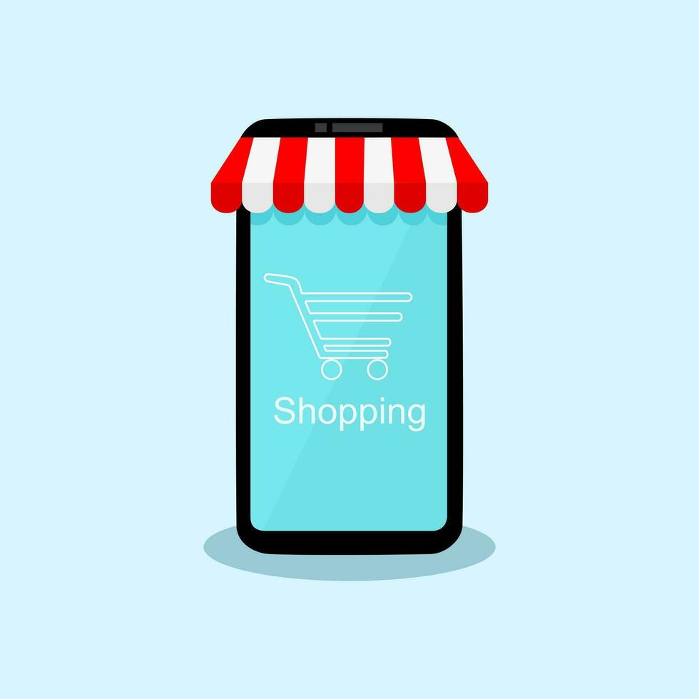 en línea compras. teléfono inteligente convertido dentro Internet tienda. concepto de móvil márketing vector