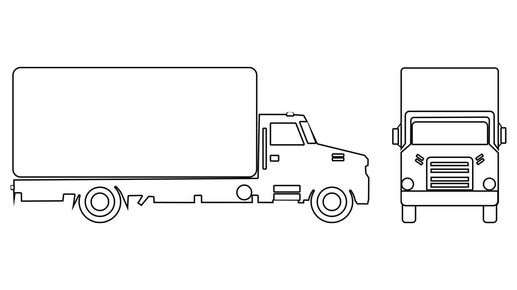 silhouette Truck vector. lorry on white background. view from side and front. vector illustration eps