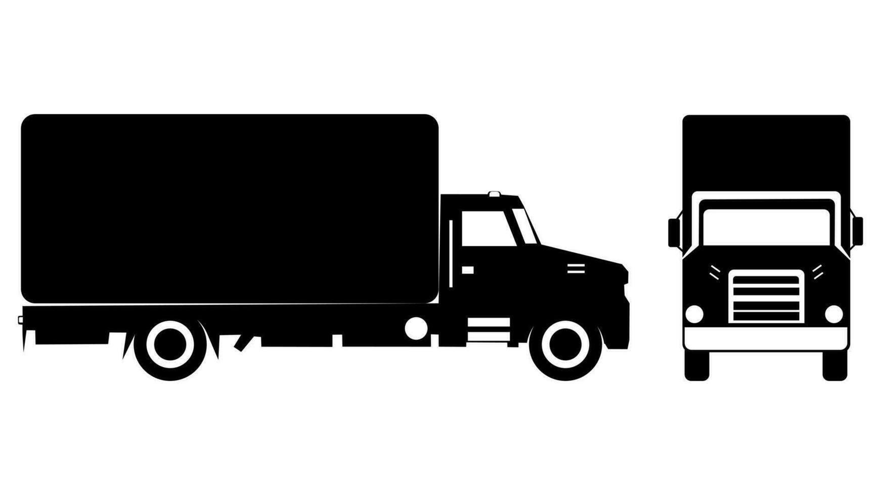 silhouette Truck vector. lorry on white background. view from side and front. vector illustration