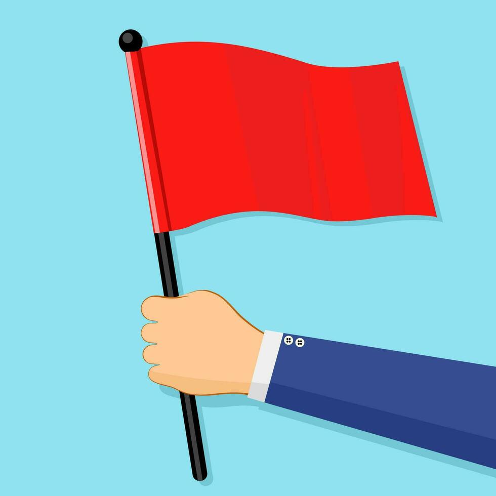 Businessman hold a red flag. Winner. Challenge Goal Achievement. Successful Manager. Vector