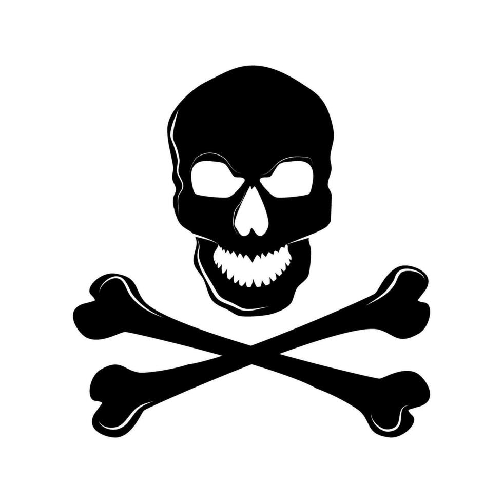 Skull with bones sign.Danger or poison flat vector icon.Vector illustration