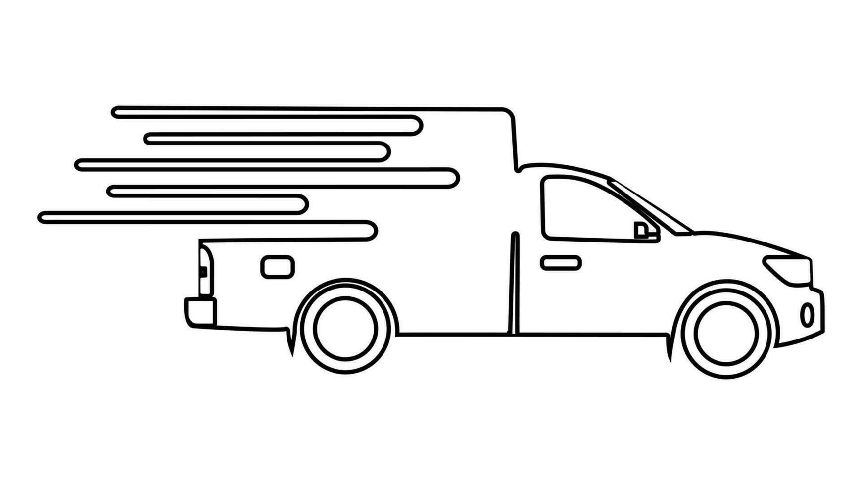 silhouette Pickup truck. Fast shipping delivery flat icon  for Transport. vector illustration