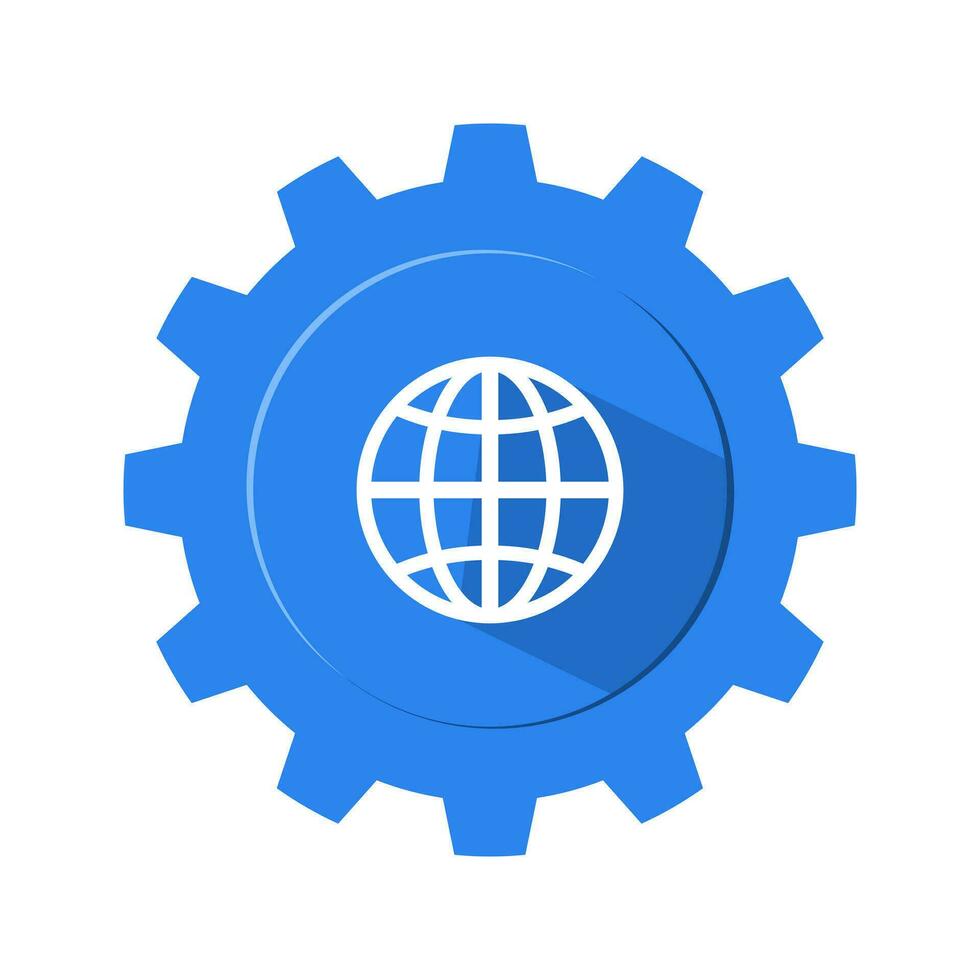 globe icon and gear icon. for your web site design, logo, app, UI. Vector illustration