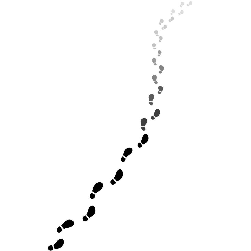 Stepping away and fading, reducing human footprints on the walkway Vector