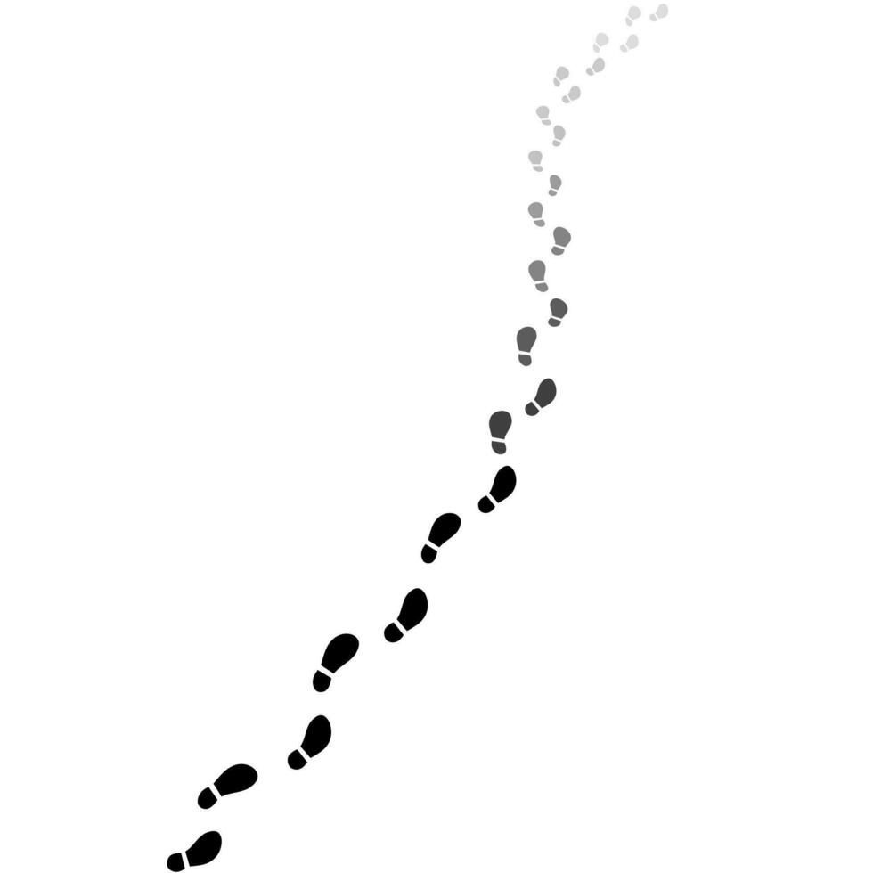 pisar lejos y desvanecimiento, reduciendo humano huellas en el pasarela vector