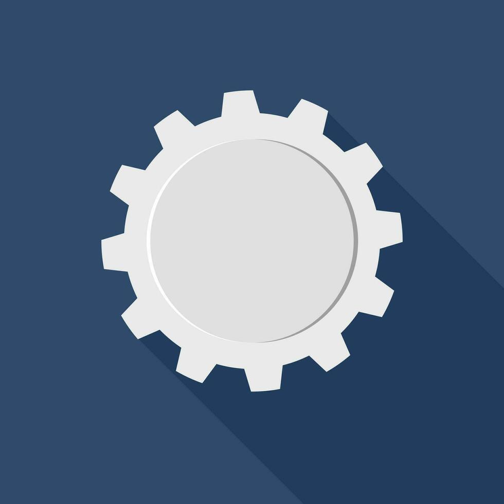 Gear vector icon.flat style of a gear wheel on background with a long shadow.vector illustration