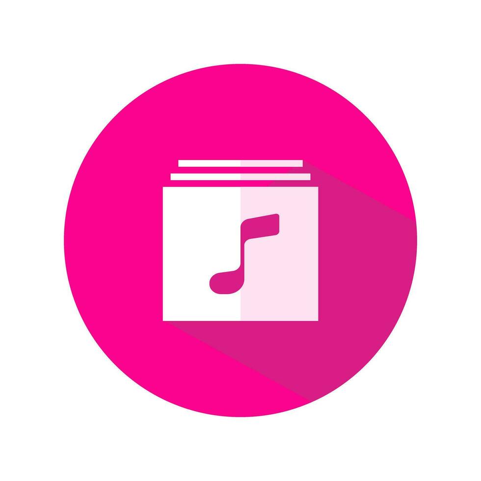 Music library music player icon. The rectangle element is an archive file with a melody or note. vector illustration