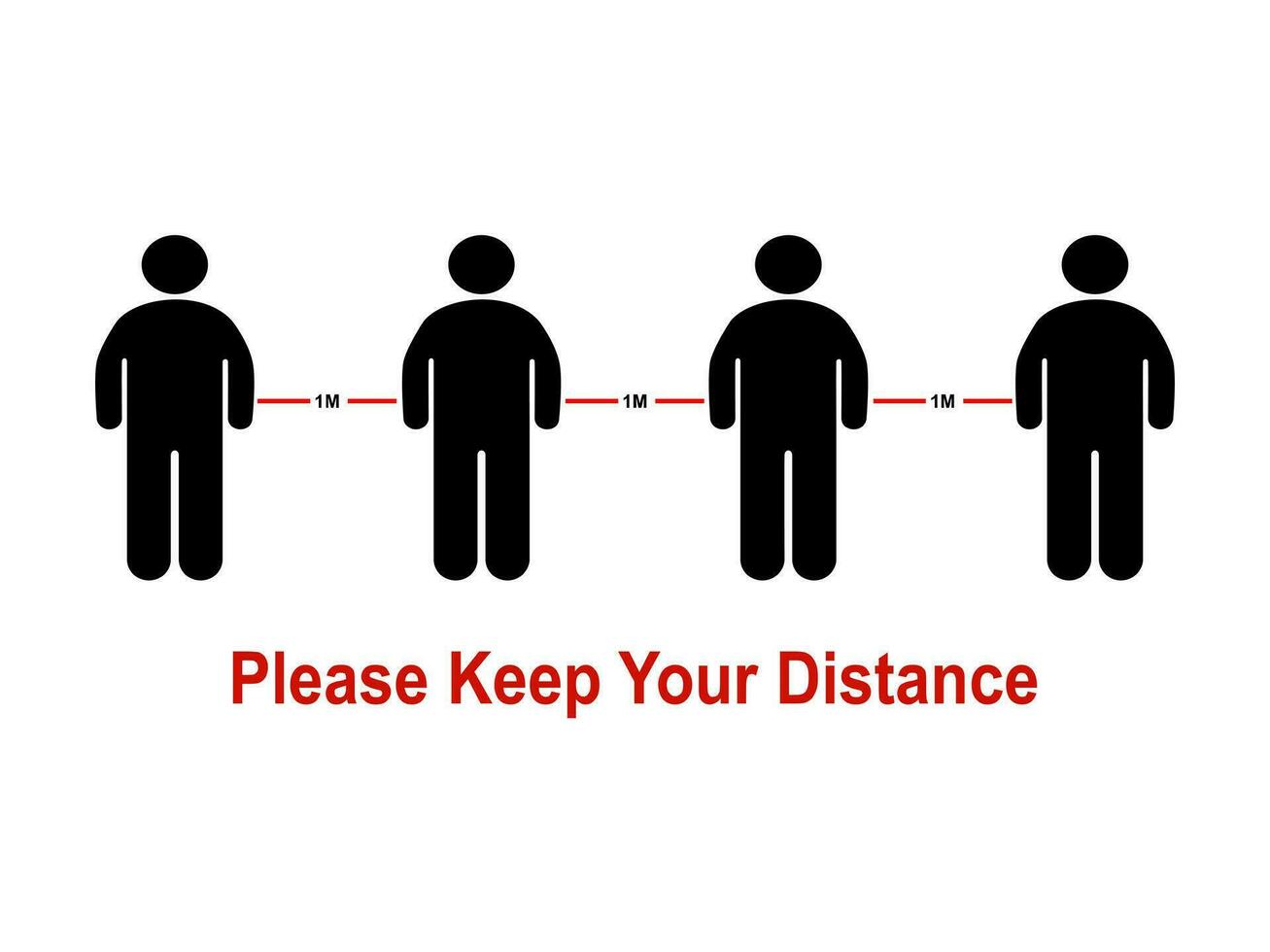 Please keep your distance Vector illustration of one meter of social distance