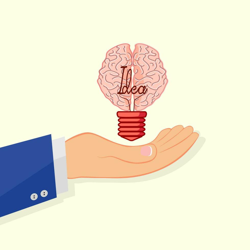 vector Business people hold light bulbs Business  concept design with brain