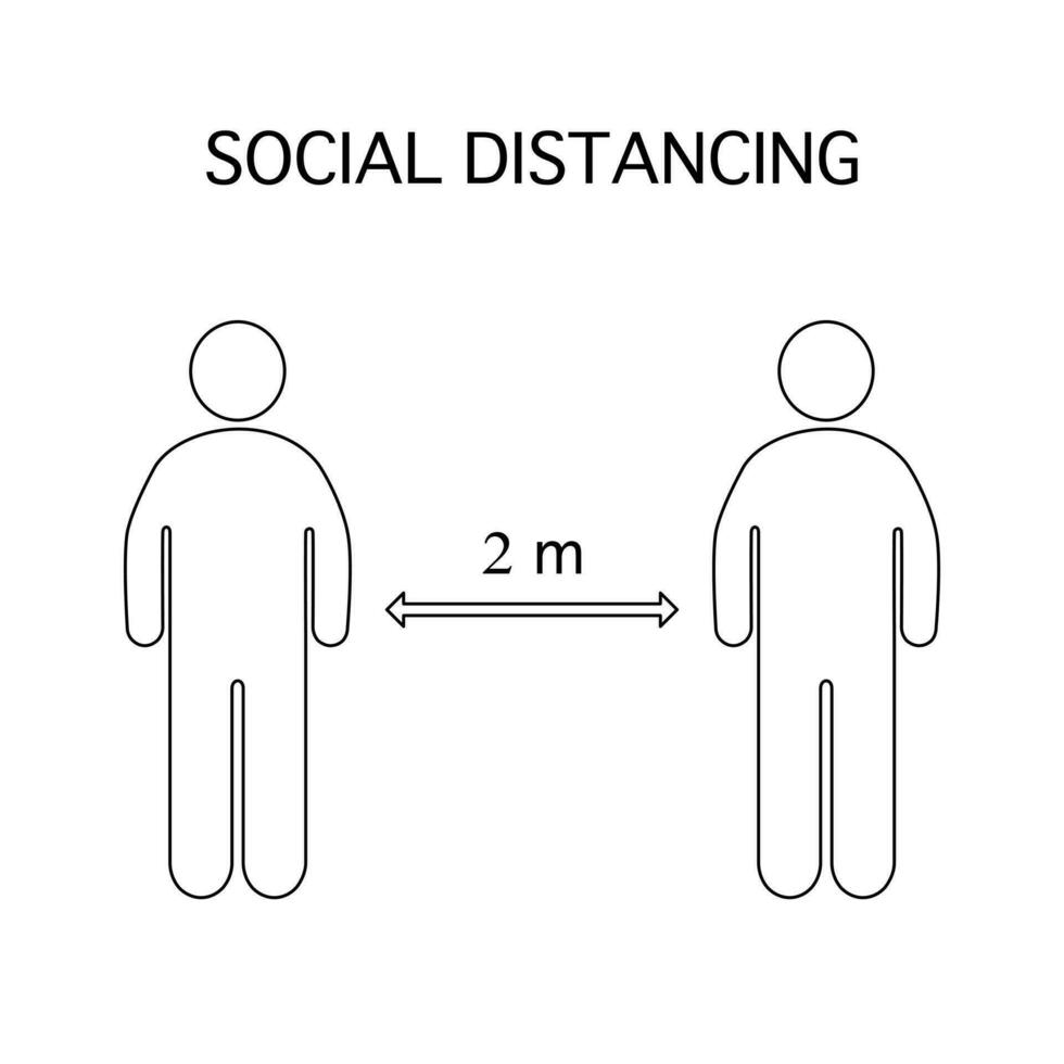 Social distancing set of icons.silhouettes with arrow distance between. Can be used during coronavirus covid19 outbreak prevention vector