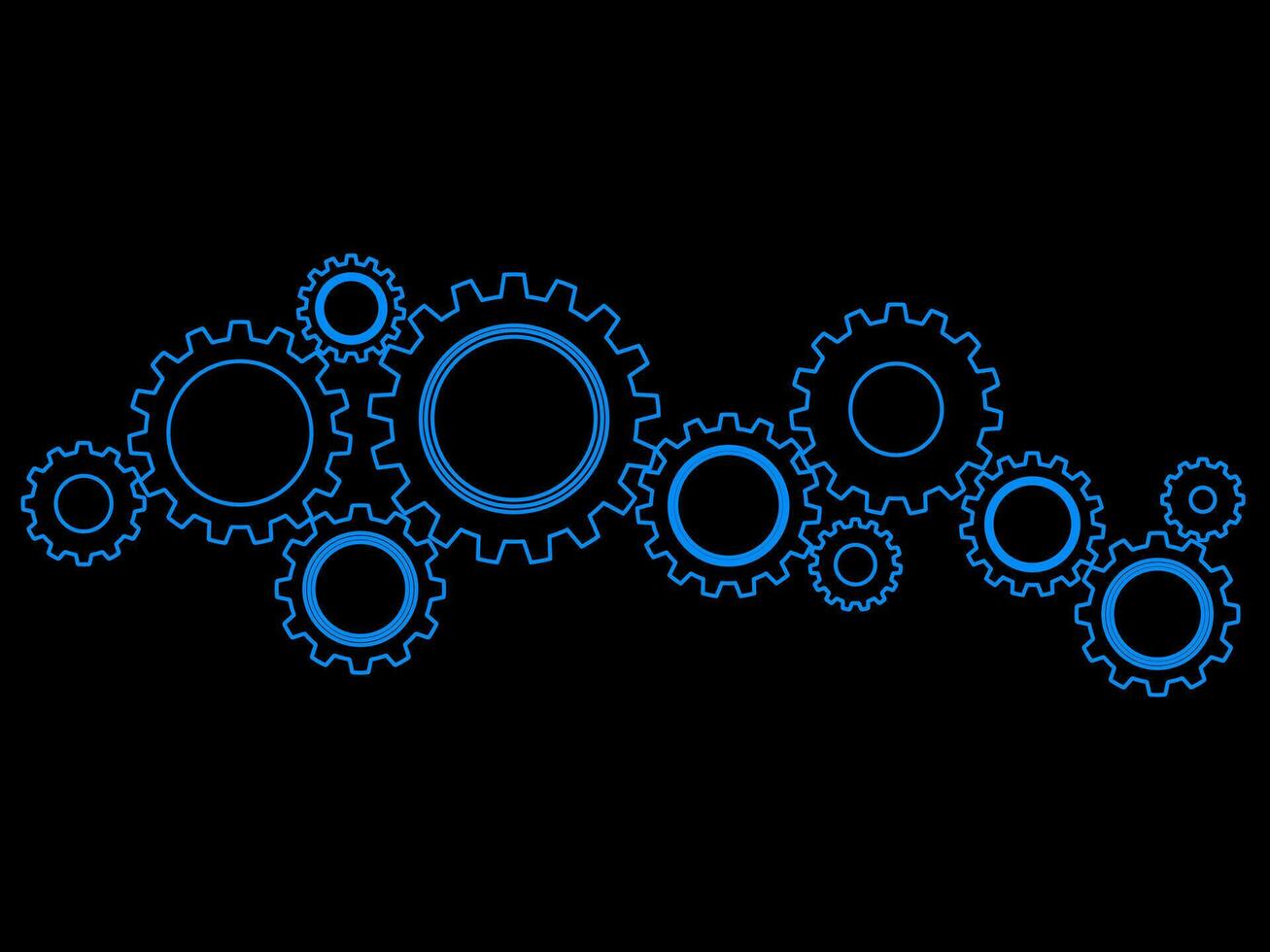 Gear or cog icon on a black background. Mechanism vector.Technology concept vector