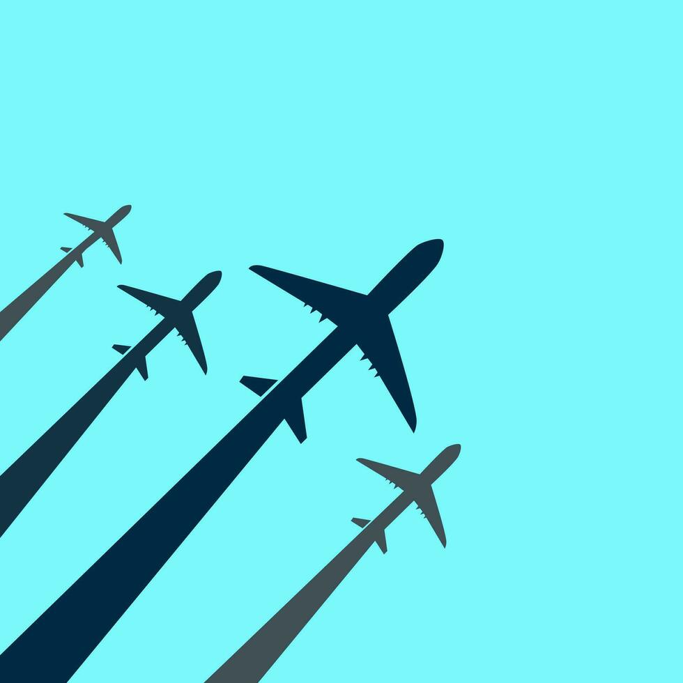 four Airplane icon.Flying up airplane icons. Takeoff plane symbol. Vector illustration