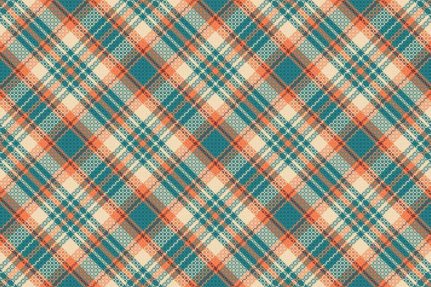 Tartan plaid pattern with texture and retro color. vector