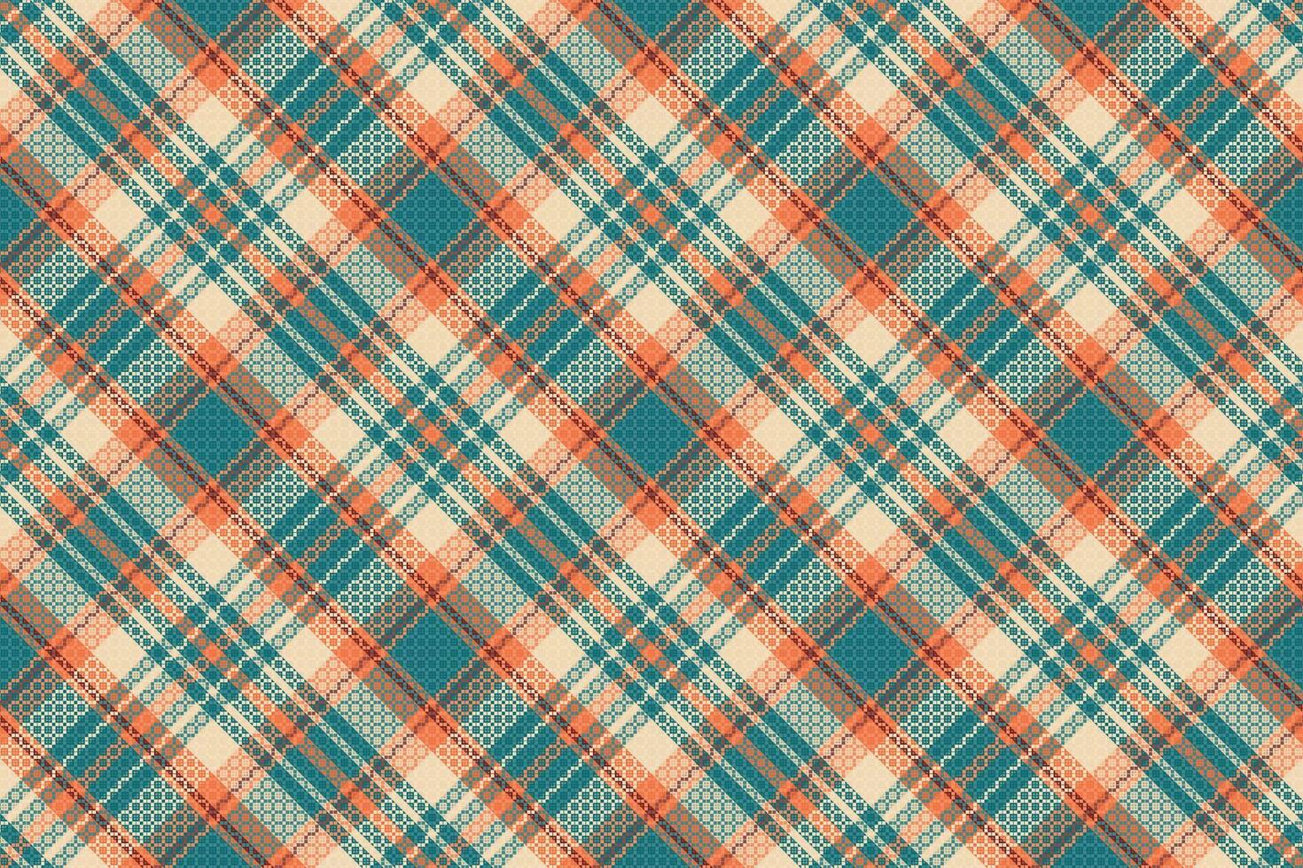 Tartan plaid pattern with texture and retro color. vector