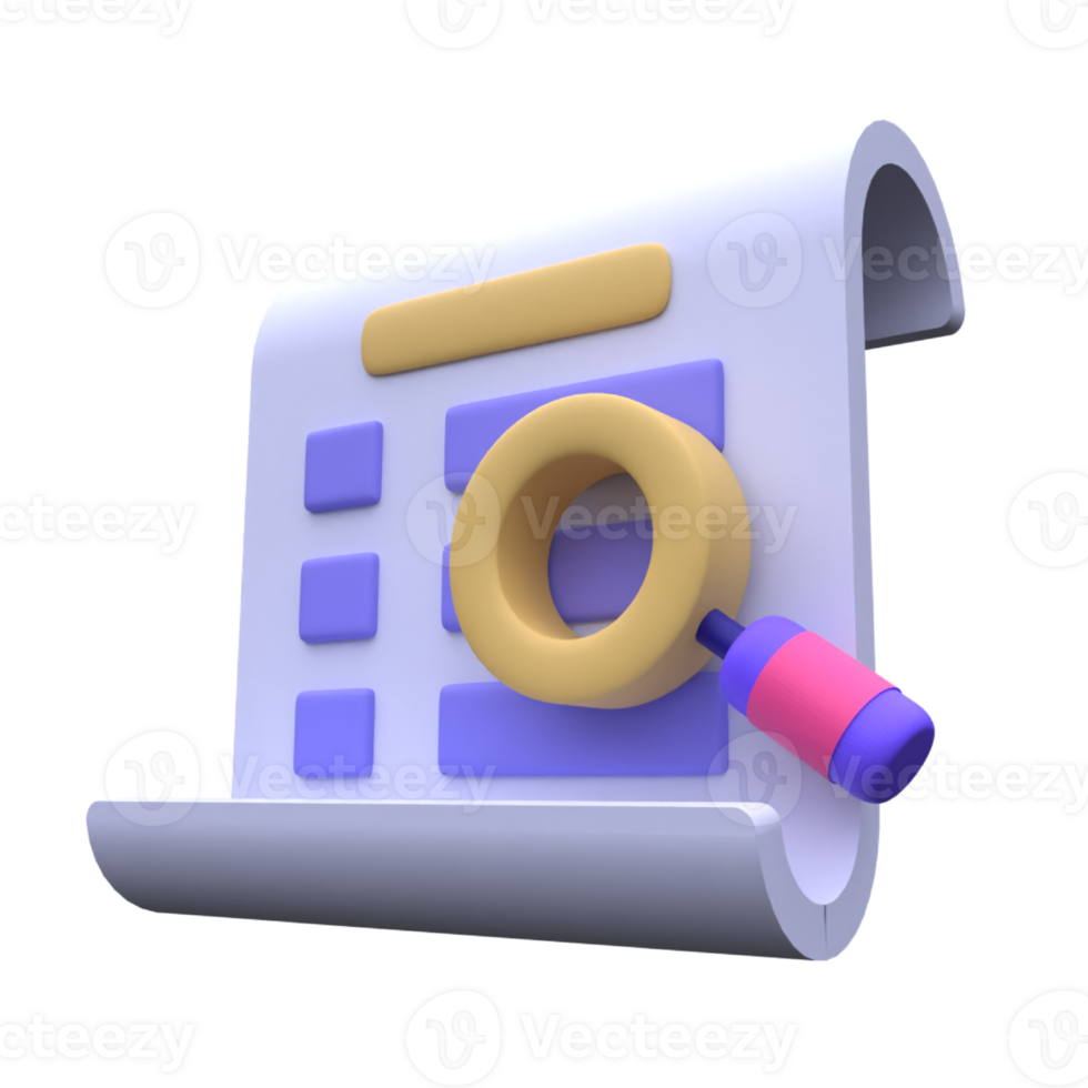 unique 3d document analysis rendering icon simple.Realistic vector illustration. png