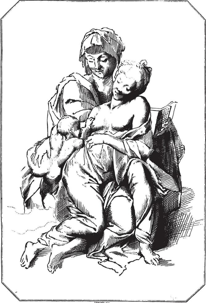 inédito dibujo por Leonardo da vinci, Clásico grabado. vector