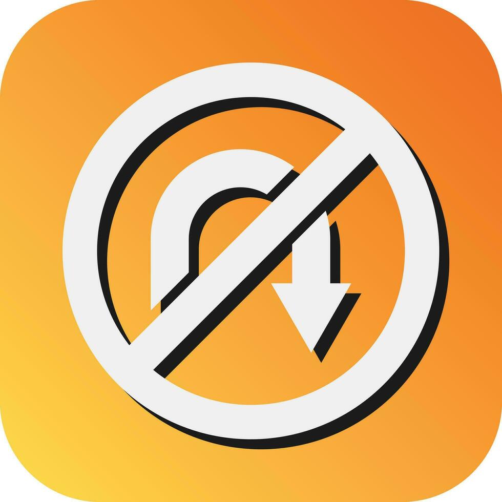 No U Turn Vector Glyph Gradient Background Icon For Personal And Commercial Use.