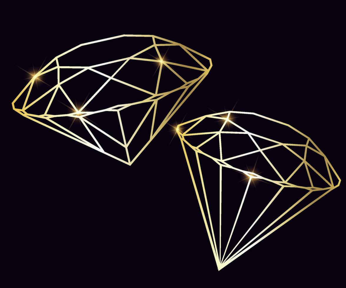 Geometric Premium Glitter Icon, Polygon mosaic shape amethyst gem quartz stone line art style vector