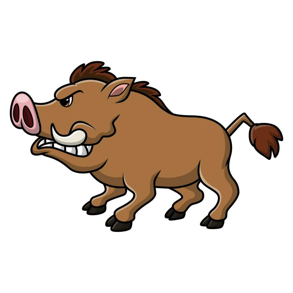 Cute warthog cartoon on white background vector