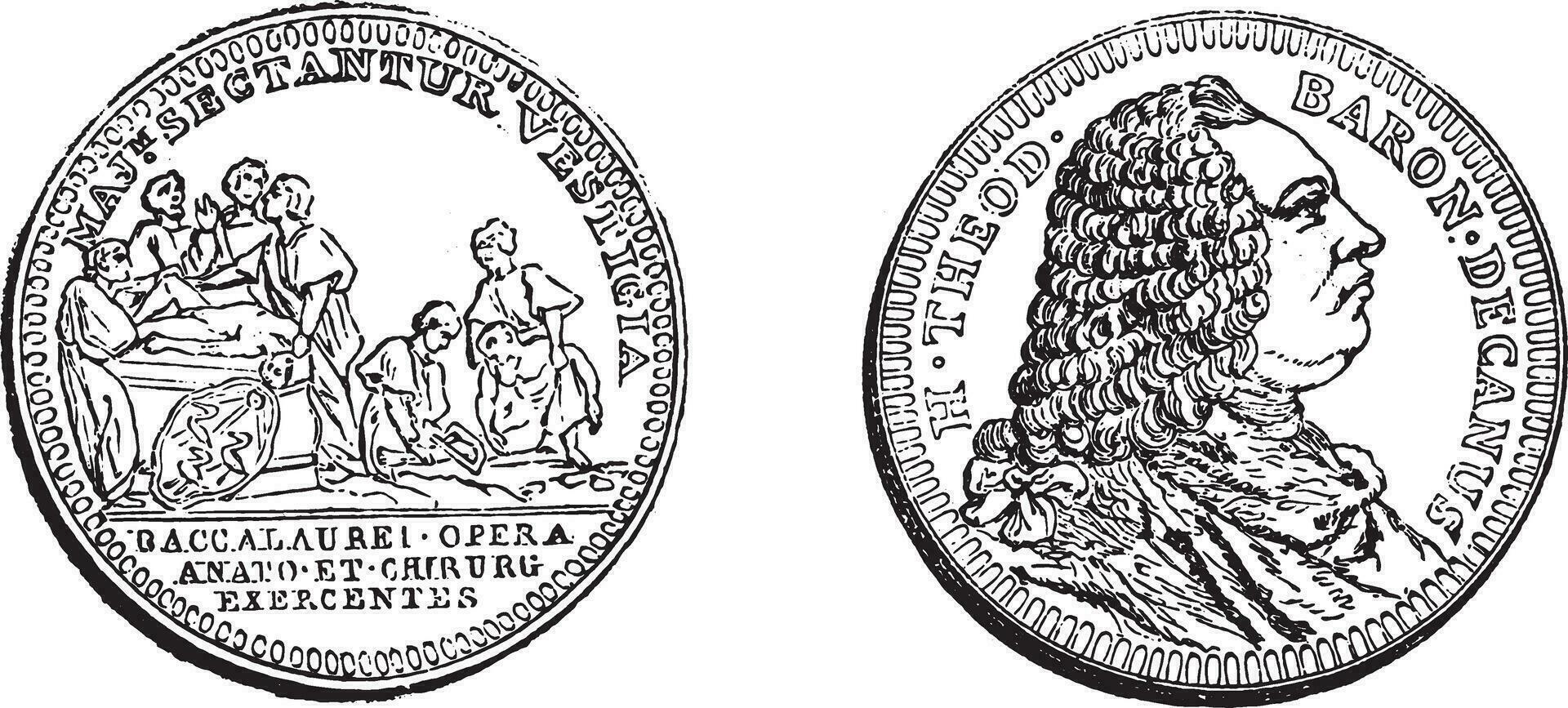 Token Baron, vintage engraving. vector