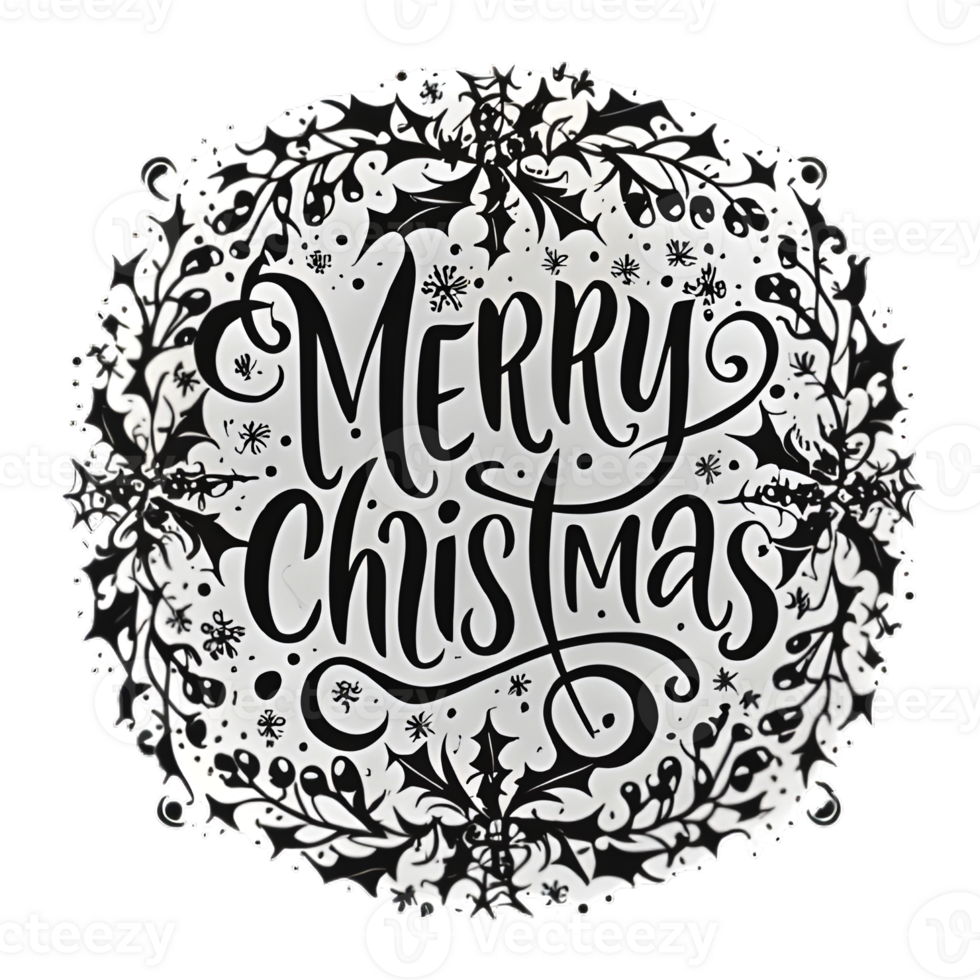 AI generated Merry Christmas, hand drawn, minimal, calligraphy, logo designs png