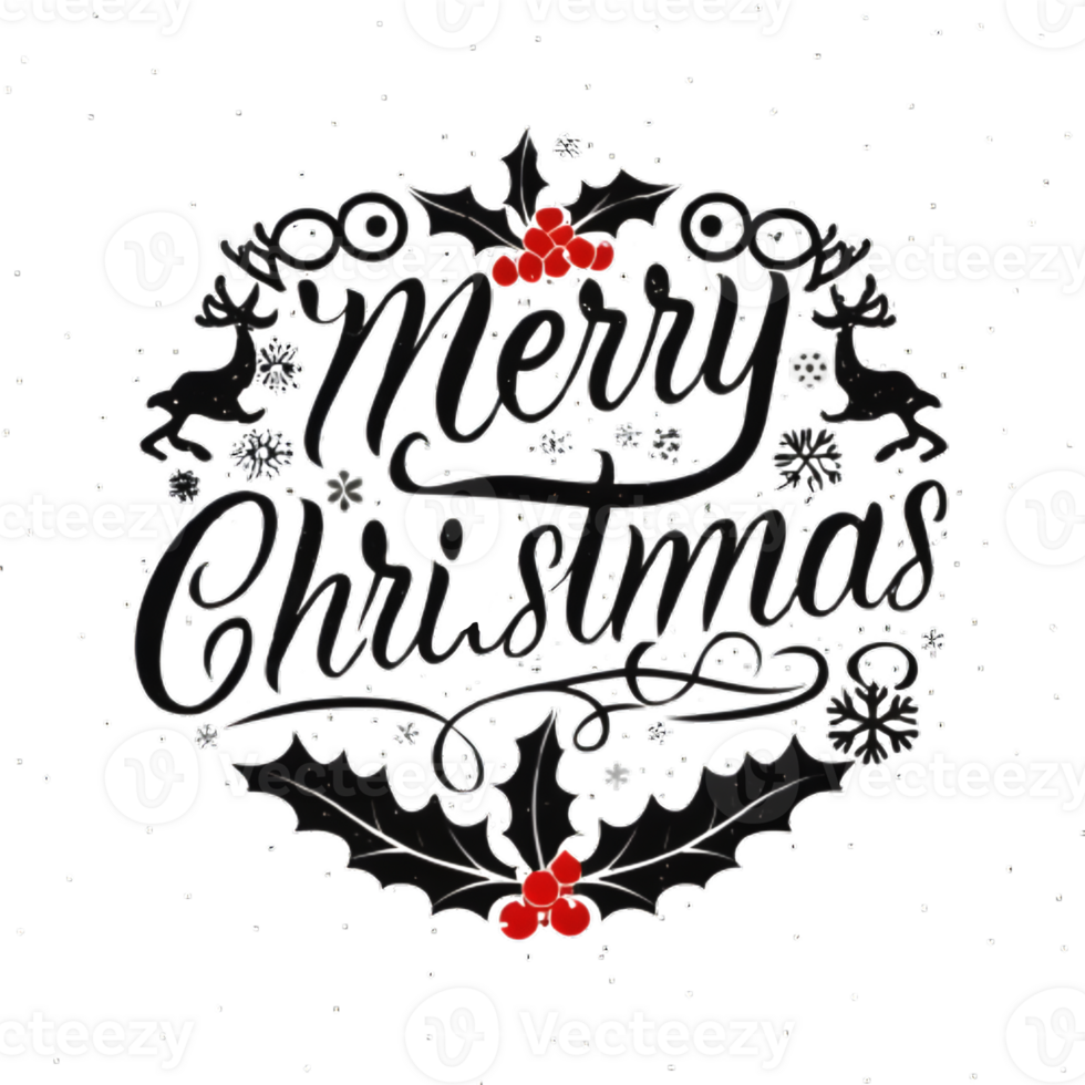 AI generated Merry Christmas, hand drawn, minimal, calligraphy, logo designs png