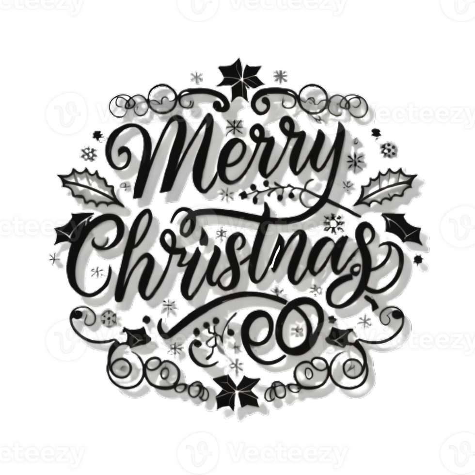AI generated Merry Christmas, hand drawn, minimal, calligraphy, logo designs png