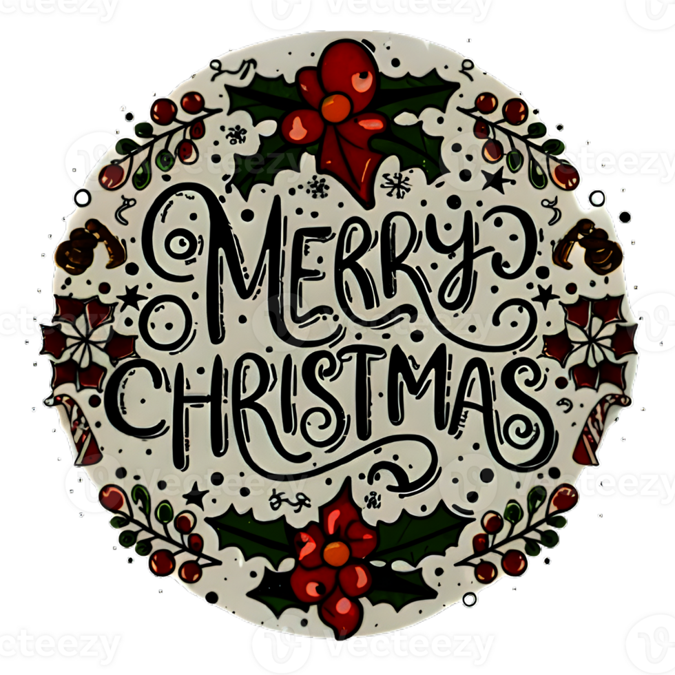 AI generated Merry Christmas, hand drawn, minimal, calligraphy, logo designs png