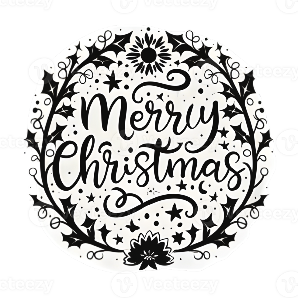 AI generated Merry Christmas, hand drawn, minimal, calligraphy, logo designs png