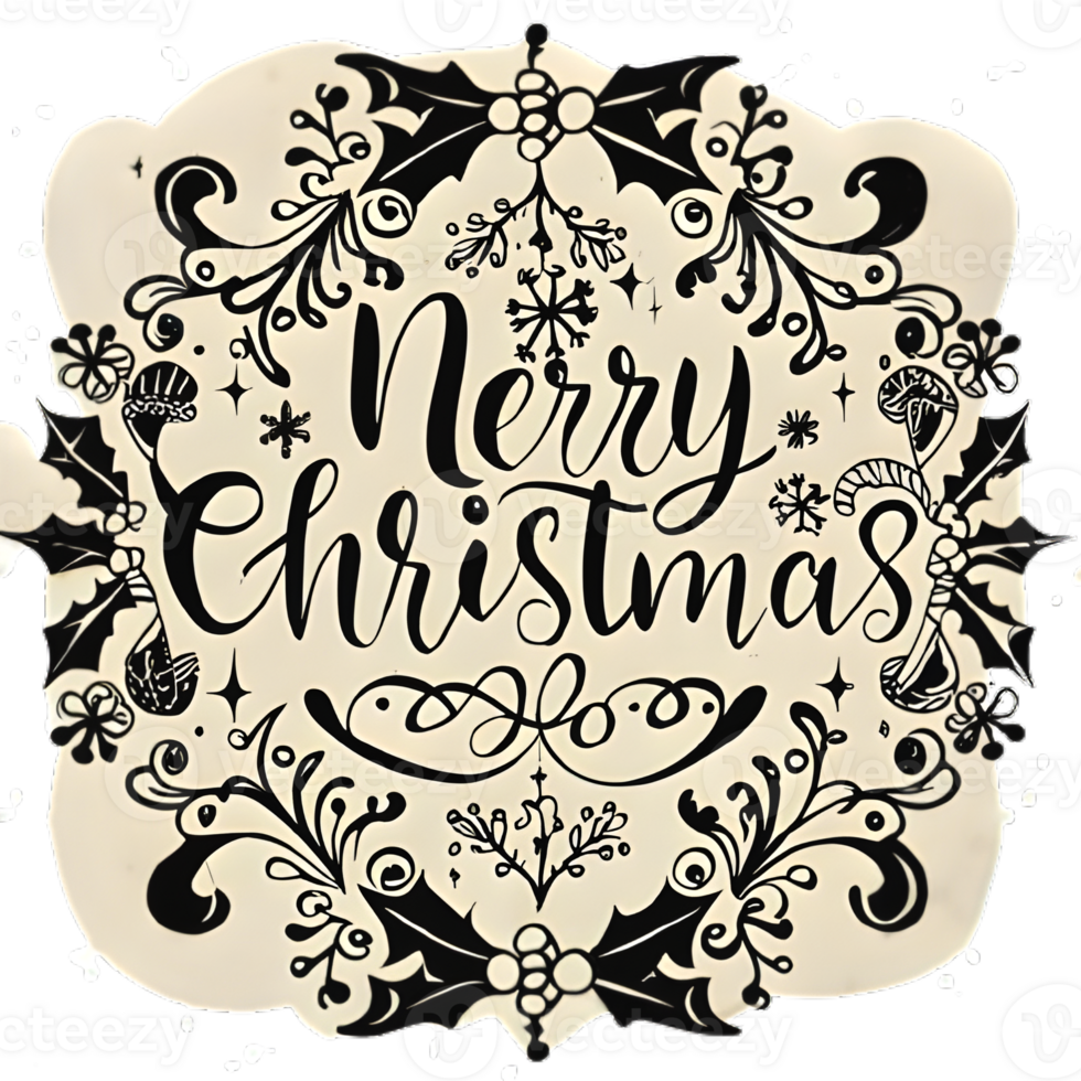 AI generated Merry Christmas, hand drawn, minimal, calligraphy, logo designs png
