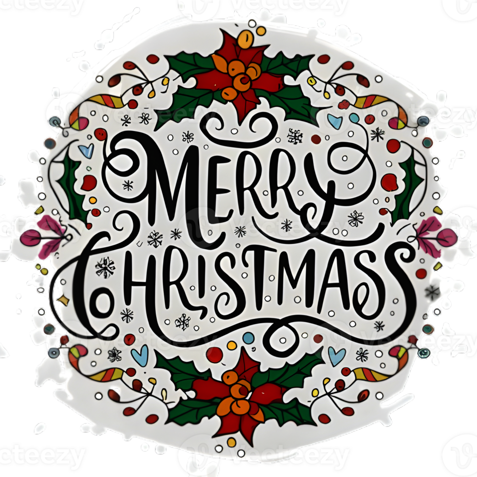 AI generated Merry Christmas, hand drawn, minimal, calligraphy, logo designs png