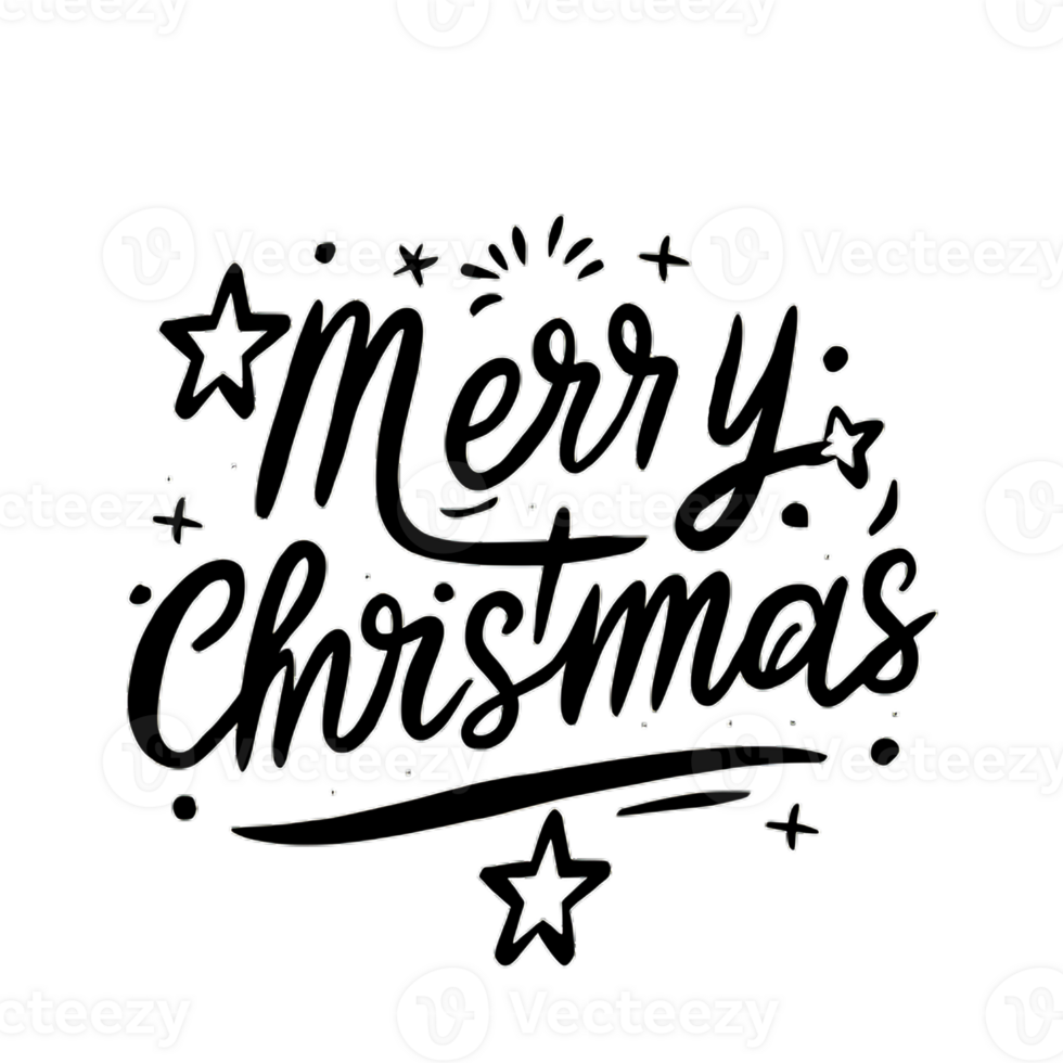 AI generated Merry Christmas, hand drawn, minimal, calligraphy, logo designs png