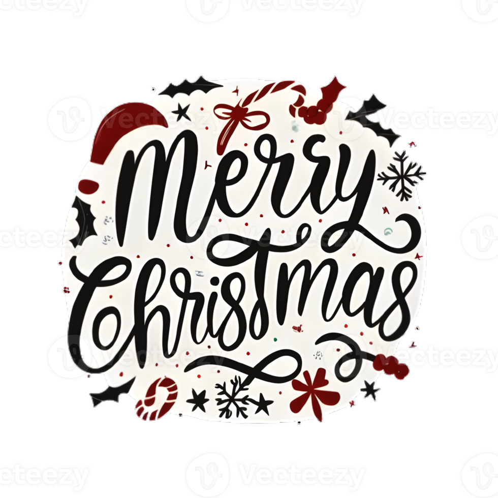 AI generated Merry Christmas, hand drawn, minimal, calligraphy, logo designs png