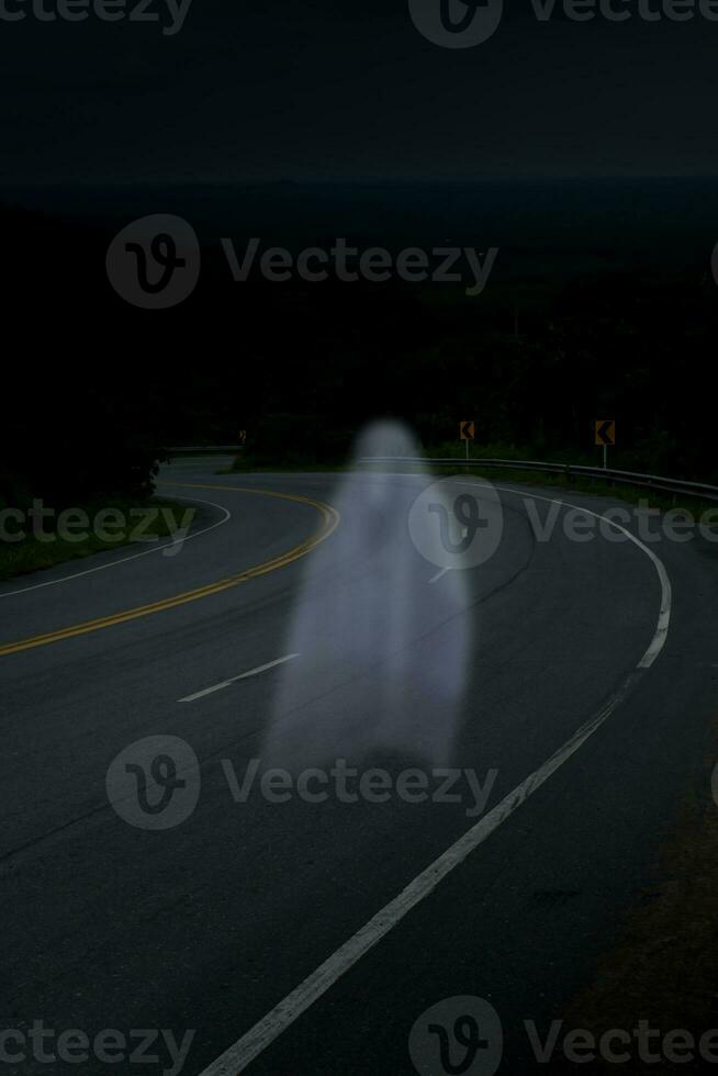 White ghost on the road. photo