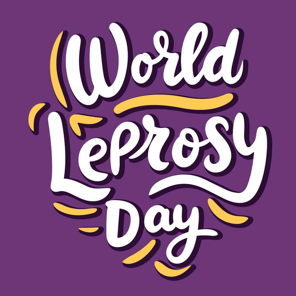 Text World Leprosy Day inscription. Handwriting text World Leprosy Day. Text banner square composition. Hand drawn vector art.