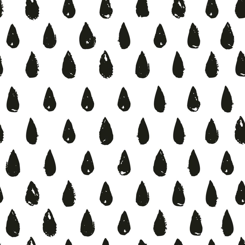 Seamless pattern of hand drawn ink rain drops brush stroke vector