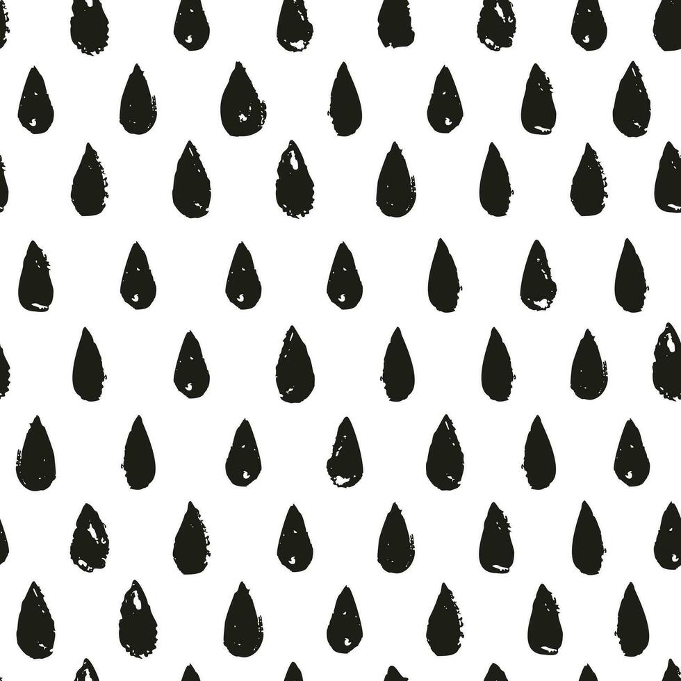 Seamless pattern of hand drawn ink rain drops brush stroke vector