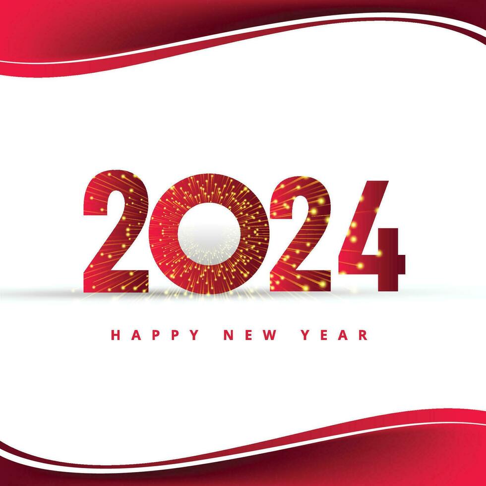 Modern 2024 new year with wave greeting card holiday design vector