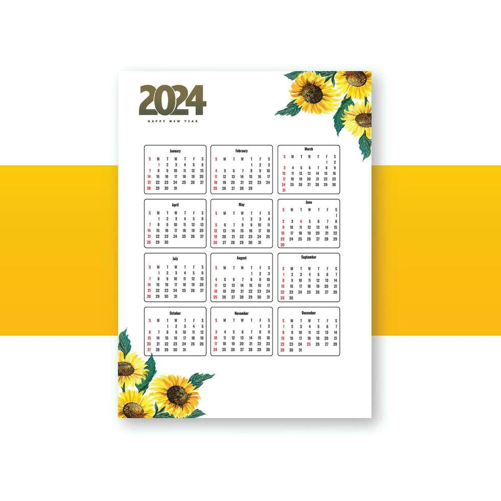 Calendar2024 brochure template for floral design vector
