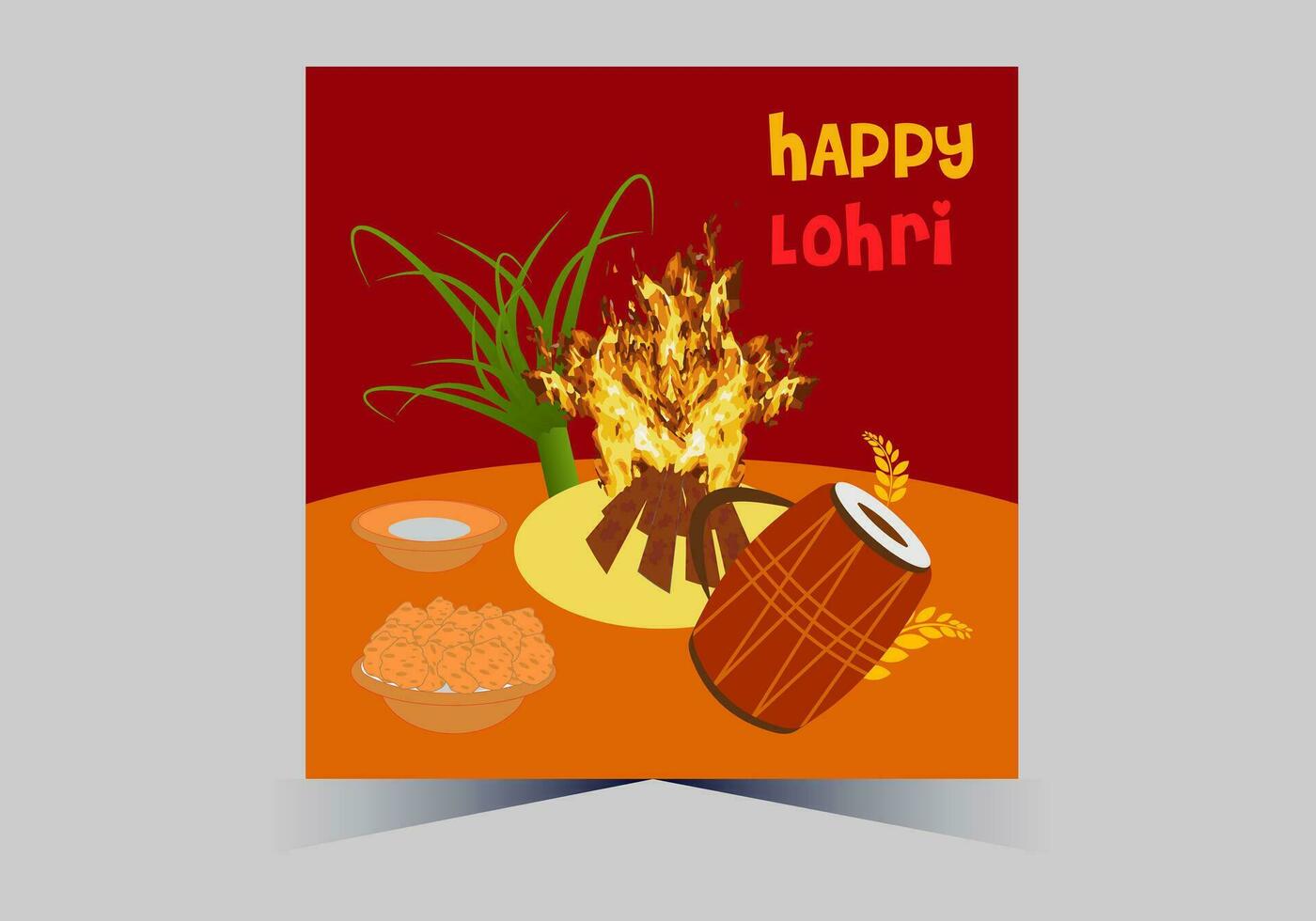 January Happy Lohri. India traditional celebration day illustration vector background