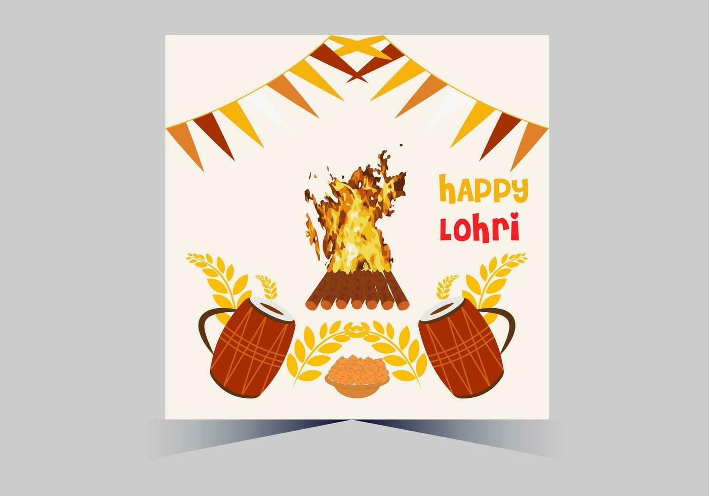 January Happy Lohri. India traditional celebration day illustration vector background