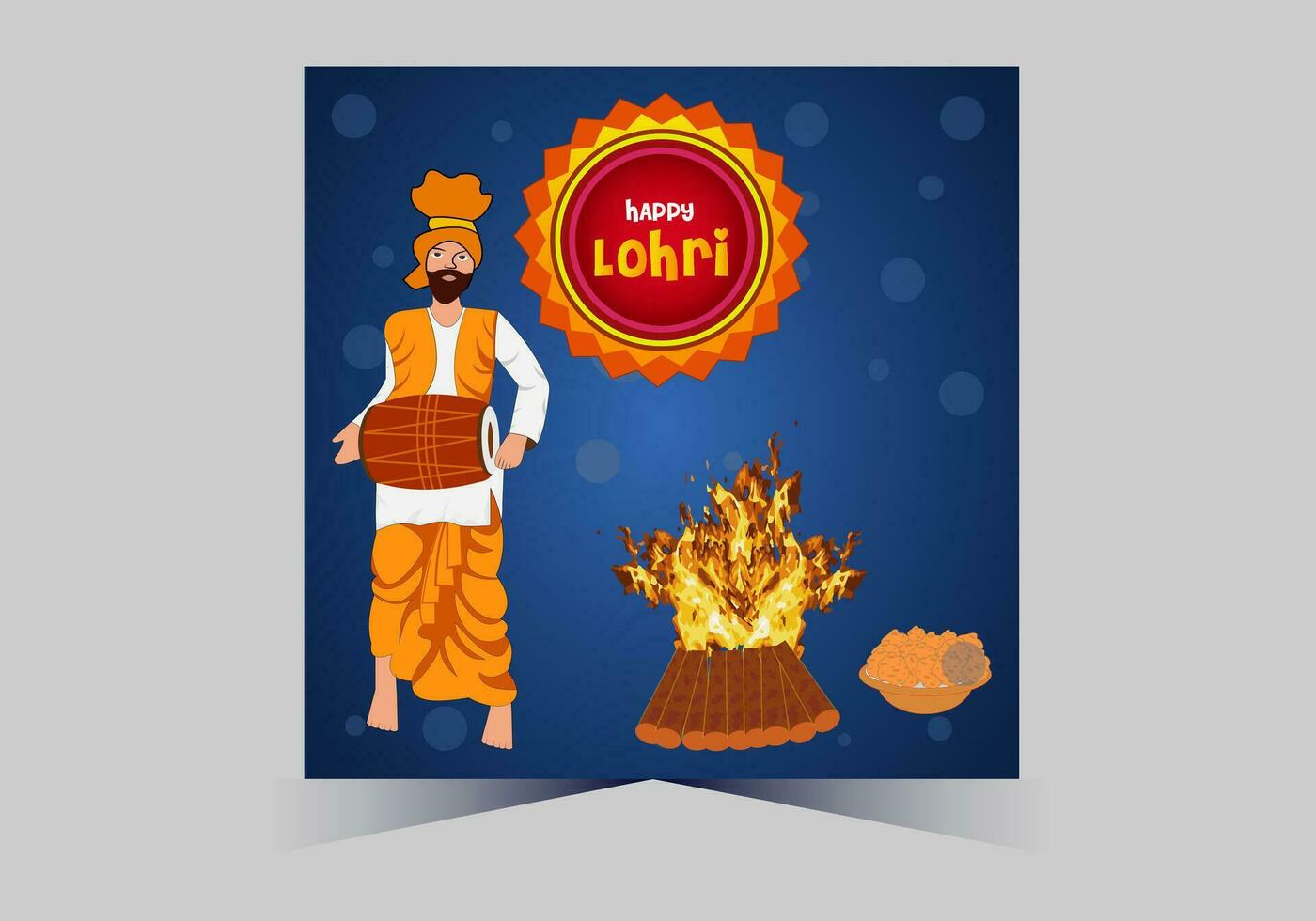 January Happy Lohri. India traditional celebration day illustration vector background