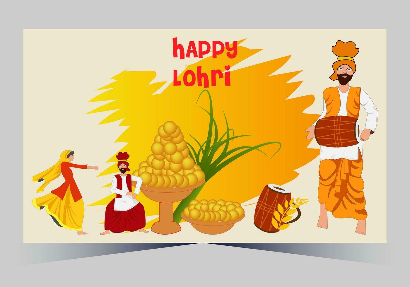 enero contento lohri. India tradicional celebracion día ilustración vector antecedentes