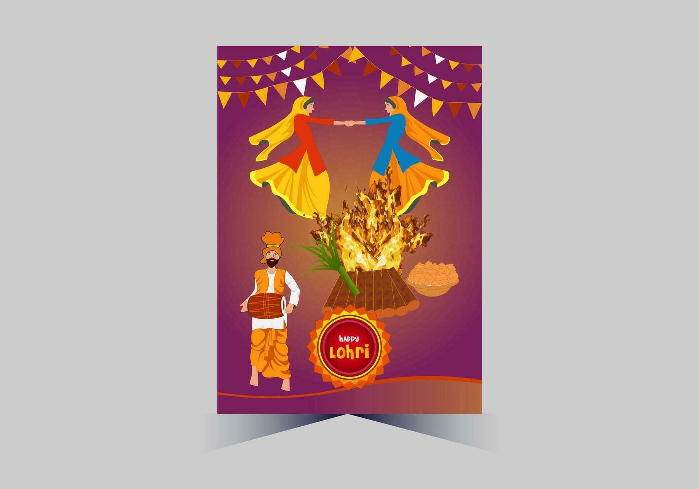 enero contento lohri. India tradicional celebracion día ilustración vector antecedentes