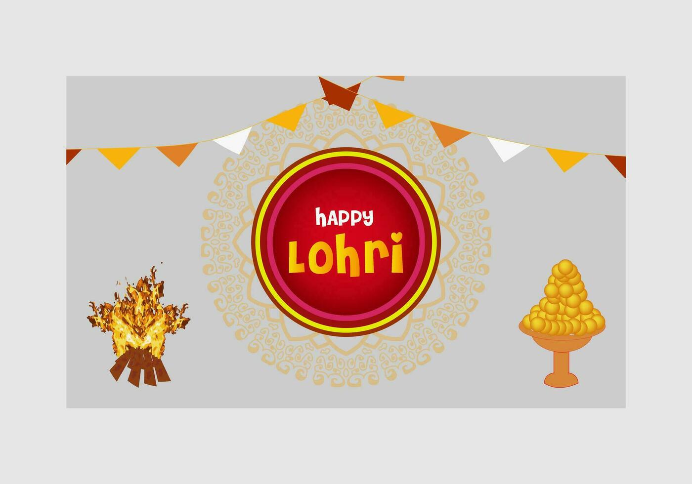 January Happy Lohri. India traditional celebration day illustration vector background